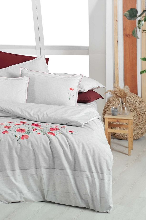 Serra Gri Tek Kişilik %100 Pamuk Fancy Poplin Nevresim Takımı - 4