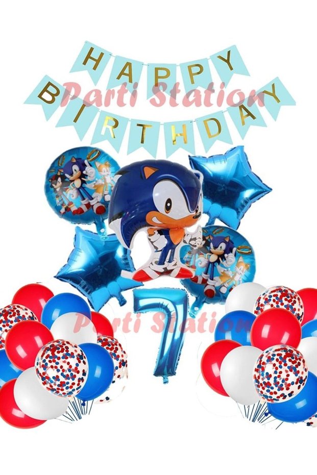 Sonic Fox Concept 7 Year Old Balloon Set Sonic Birthday Dark Blue Balloon Set