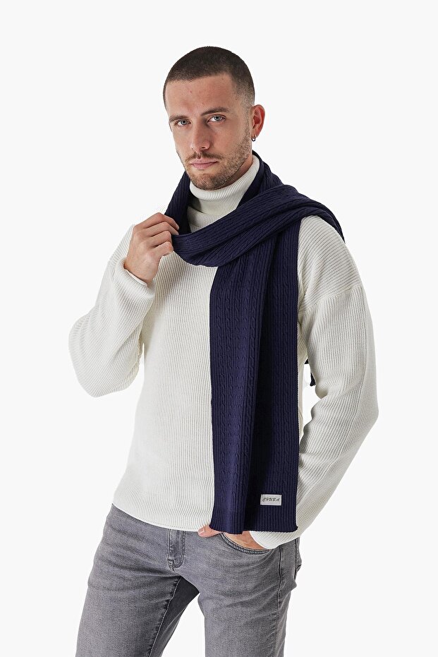 Men's Hair Braid Scarf Navy Blue 23w502