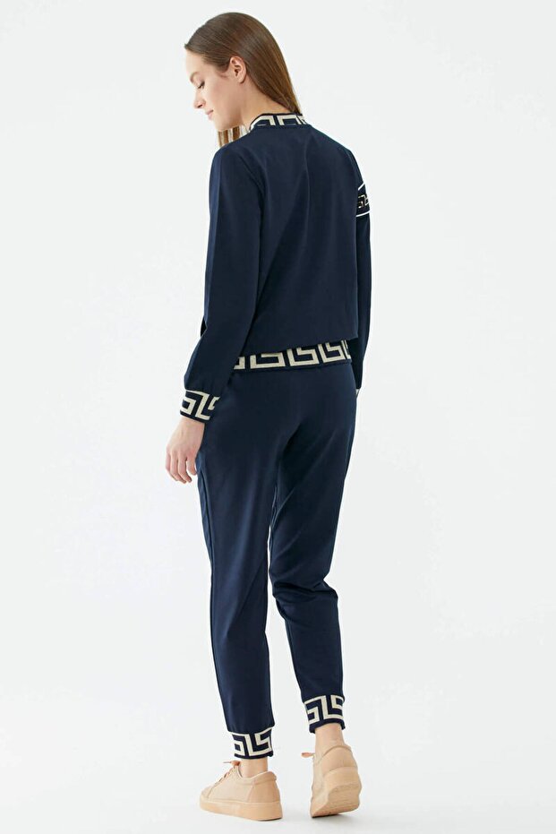 Sim Örme Detaylı Eşofman Takımı Lacivert - 5