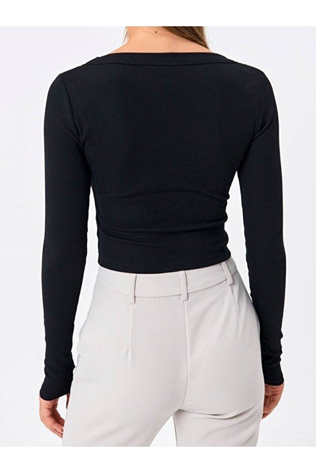 Crop Top cu mânecă lungă - 4