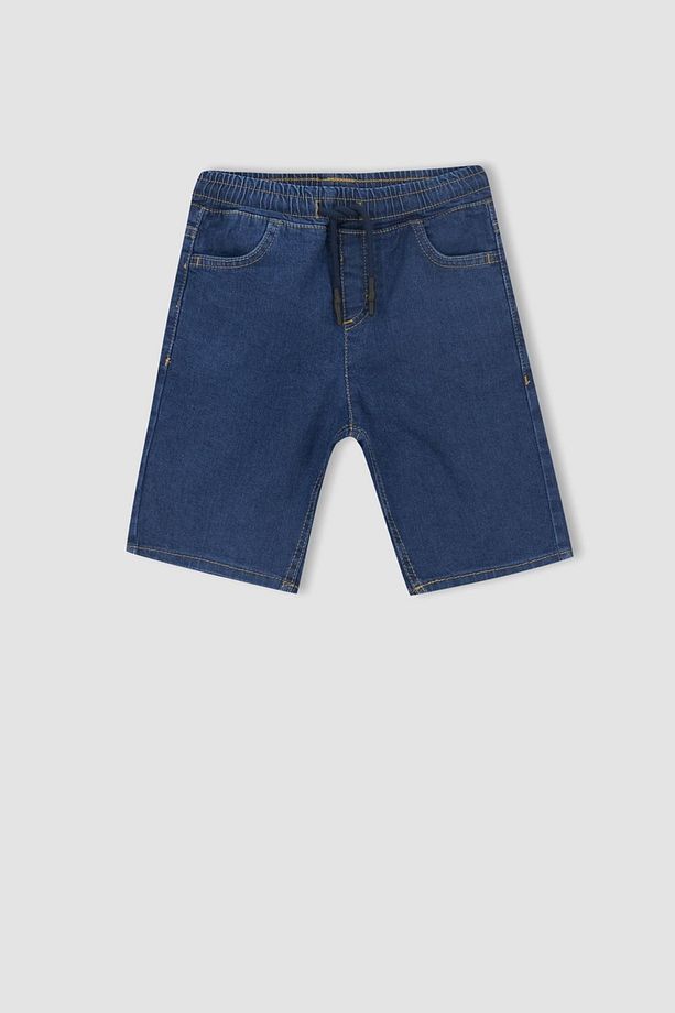 Erkek Çocuk Regular Fit  Esnek Belli Jean Bermuda Şort - 4