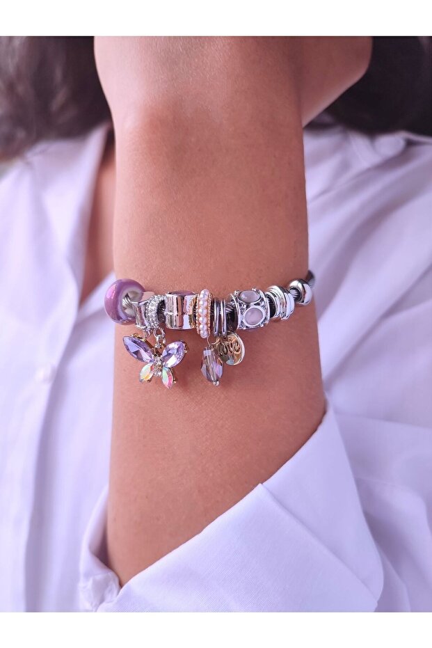 Model Charmlı Kelebekli Çelik Kadın Bileklik - 3