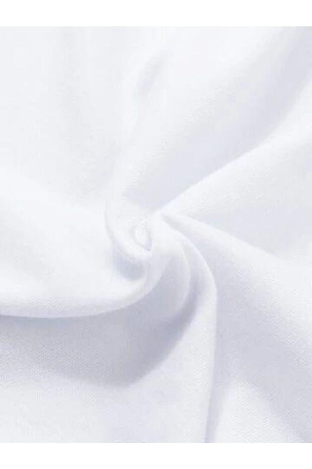 تي شيرت أبيض كبير الحجم بنمط الورد - 3