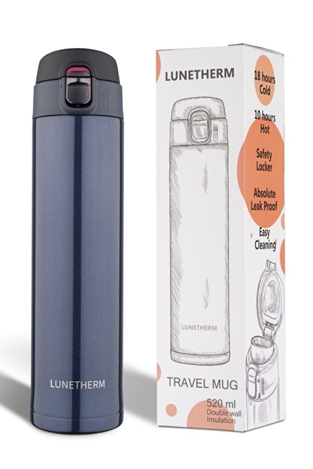 Sızdırmaz Vakumlu Çift Katmanlı Çelik Termos - Lacivert - 1