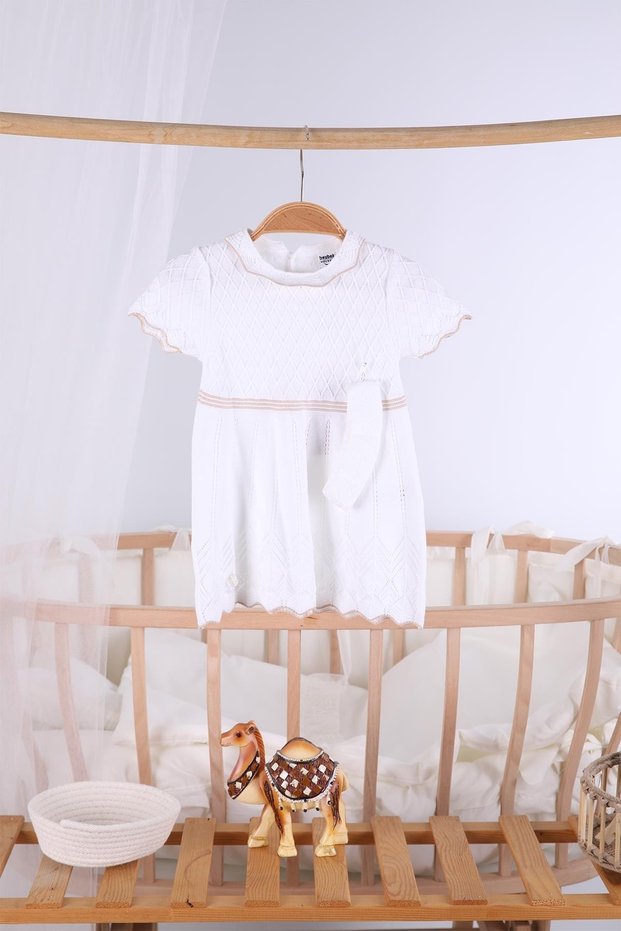 Hair Banded Knitwear Baby Girl Summer Dress 5507