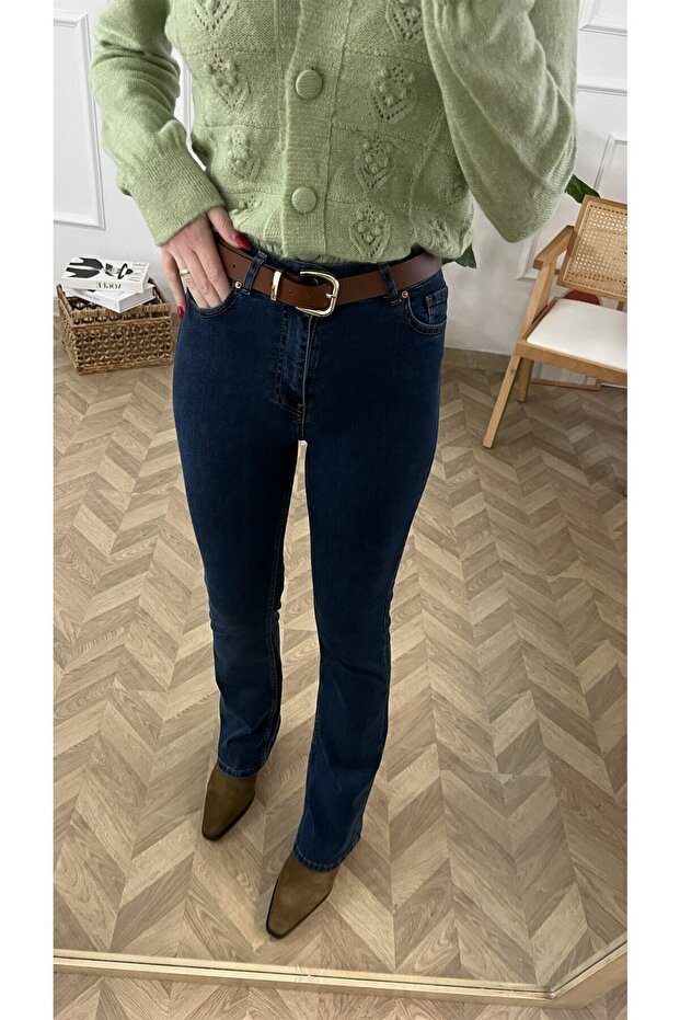 Monstar Lycra High Waist Dark Blue Spanish Wide Leg Flare Jeans