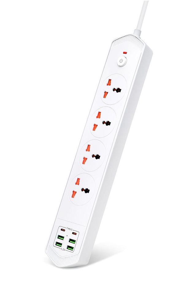 Çoklu Priz 10 Girişli 4+4 USB 2 Type-C 2M Kablolu Akım Korumalı Anahtarlı Uzatma Grup Priz 3000w - 1