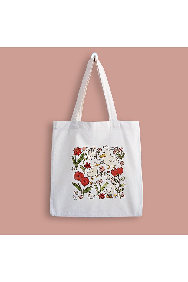 Duck Flower Printed Cloth Bag