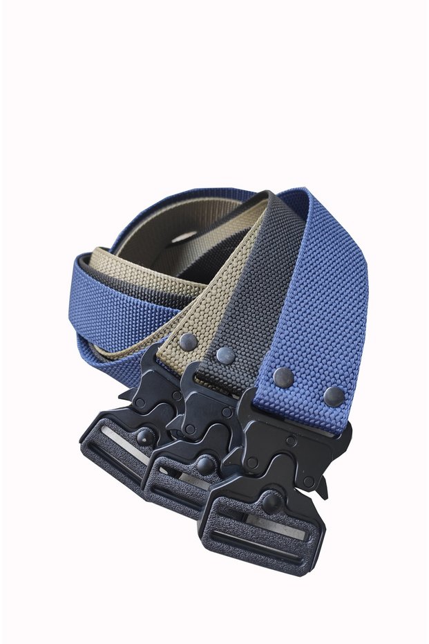 Tactical Style Bandolier Belt with Metal Cobra Buckle Black-khaki-navy blue Set of 3