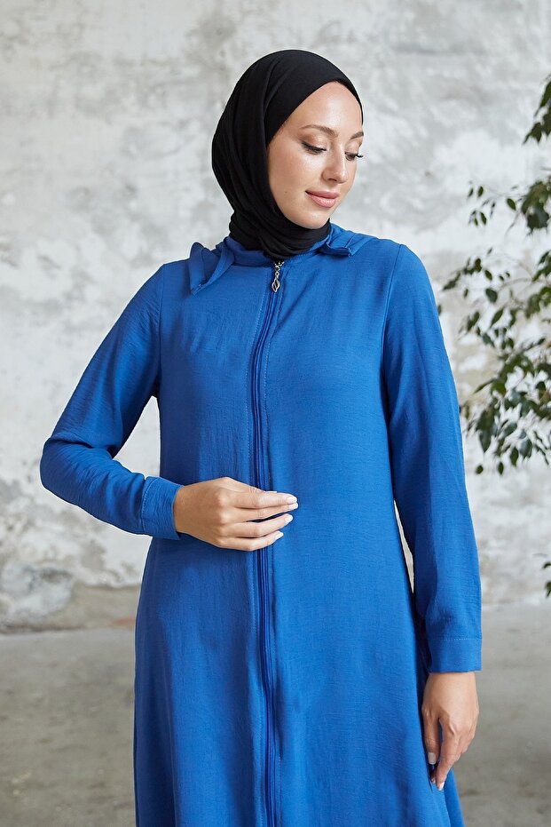 Lure Kapüşonlu Ferace - Indigo - 4