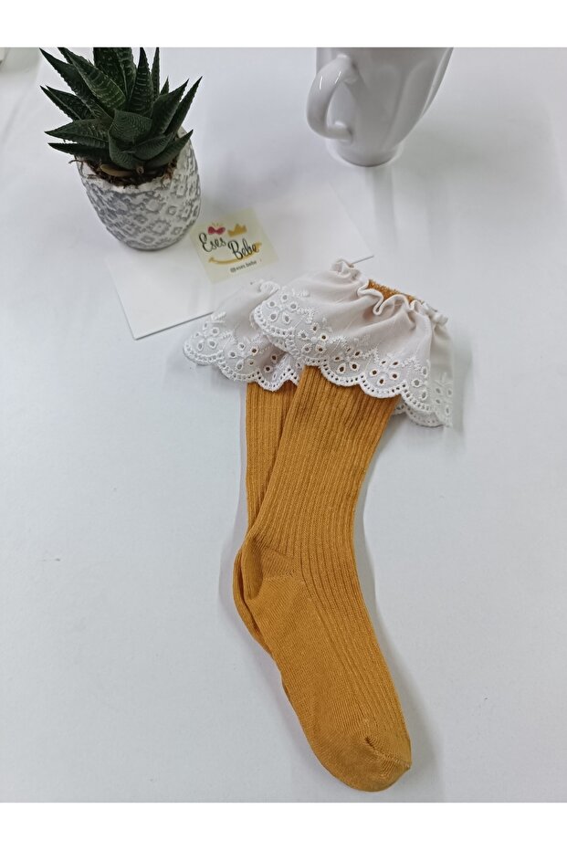 saffron lace knee-high baby kids socks