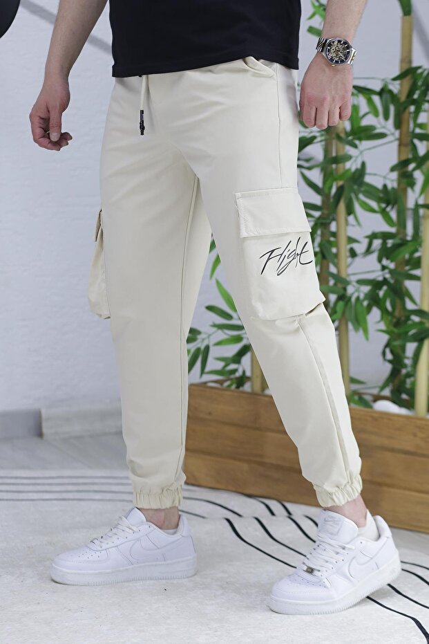 Men's Elastic Waist Cargo Pants with Pocket Detail 13