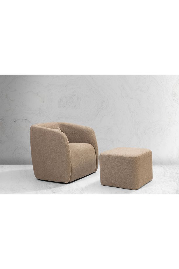 ARYA TEDDY BERJER VE PUF SETİ, KAHVERENGİ - 1