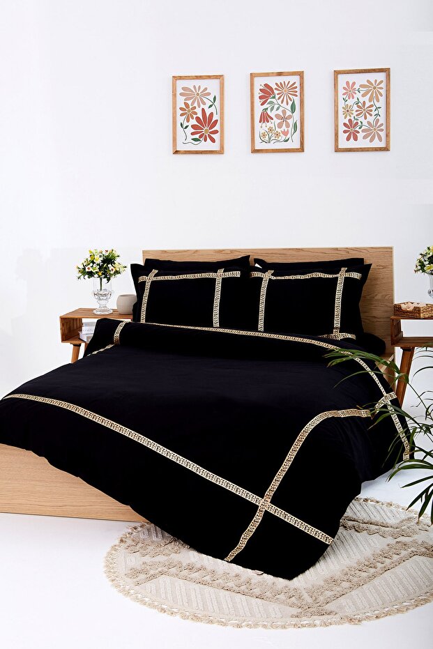 VERSAY BROWN LEO CUSTOM DESIGN Duvet Cover Set DOUBLE PERSONAL BLACK & BROWN LEOPARD