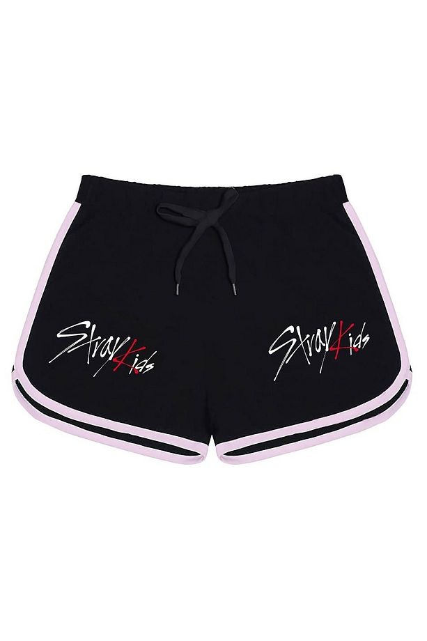 StrayKids Baskılı Siyah Şort - 1