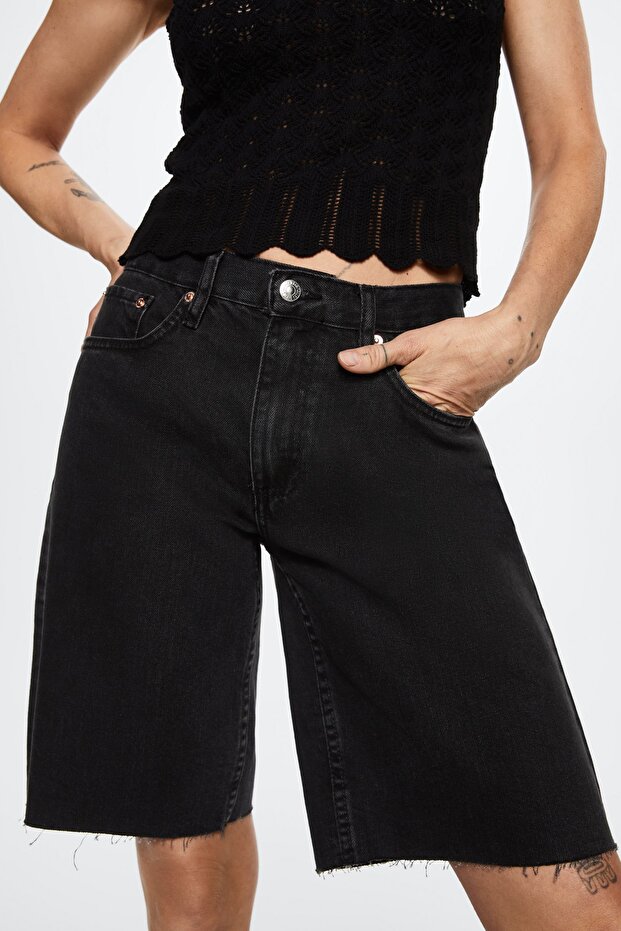 Siyah Denim Kadın Şort & Bermuda 37050457 - 5