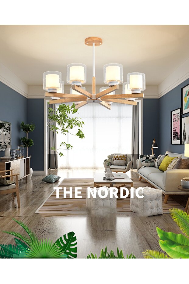 Modern Cottage Ahşap Avize - 1