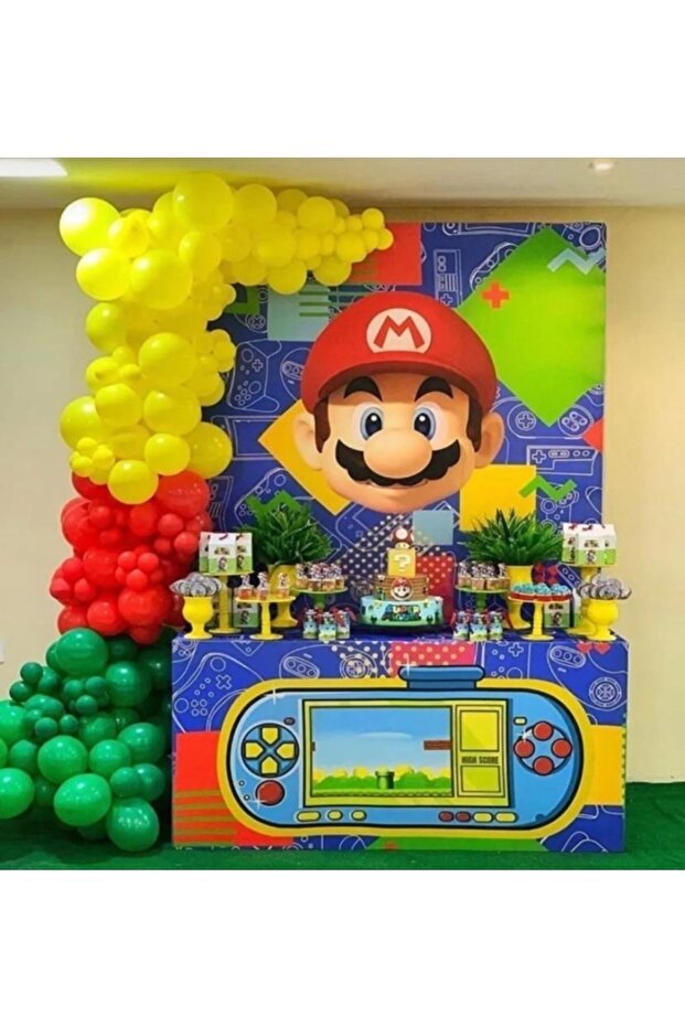 Super mario themed birthday chain balloon set
