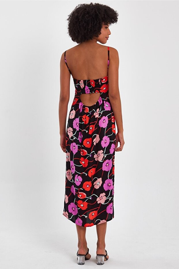 SIRT GİPELİ DEKOLTELİ YIRTMAÇLI ELBİSE (B23-0084) - 5