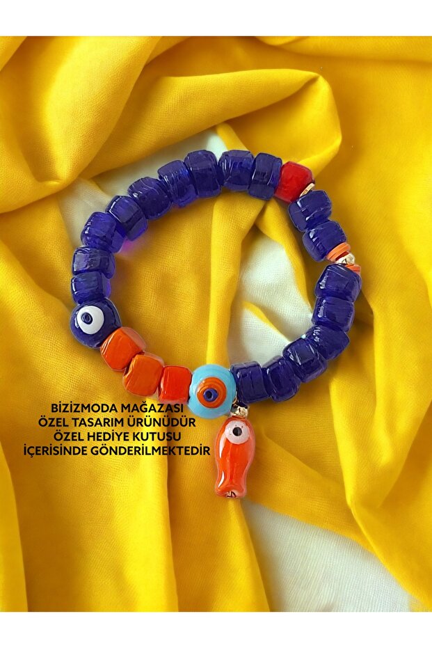 Glass Bodrum Bead Charm Murano Fish Evil Eye Bracelet Beaded Eye Bracelet