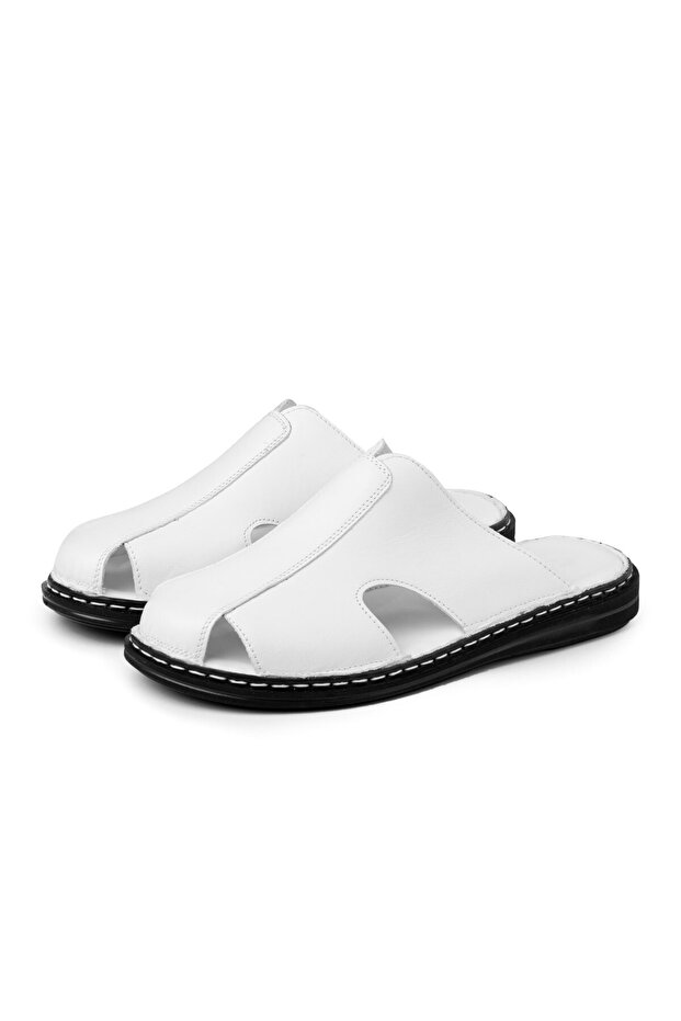 Stan Genuine Leather Men's Slippers, Genuine Leather Slippers, Orthopedic Sole Slippers, Light Leather Slippers