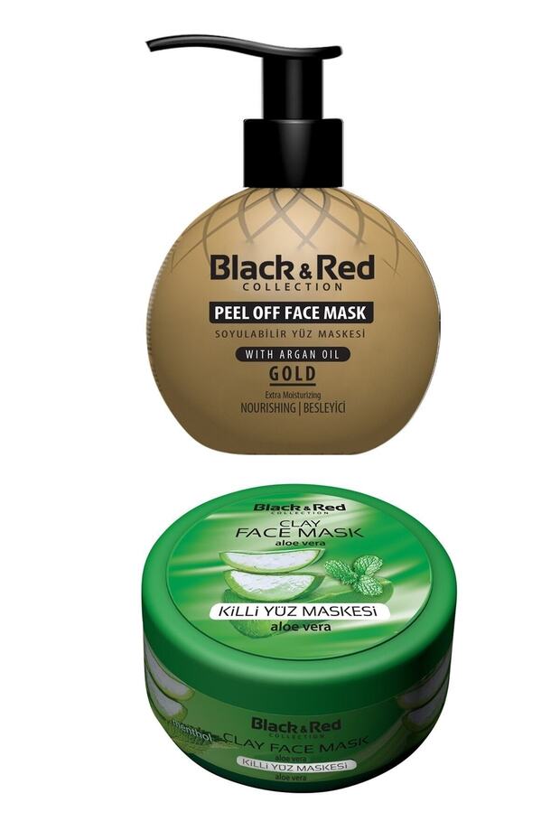 Black & Red Peelable Gold Face Mask Nourishing 250 ml - Clay Face Mask Aloe Vera 400 gr
