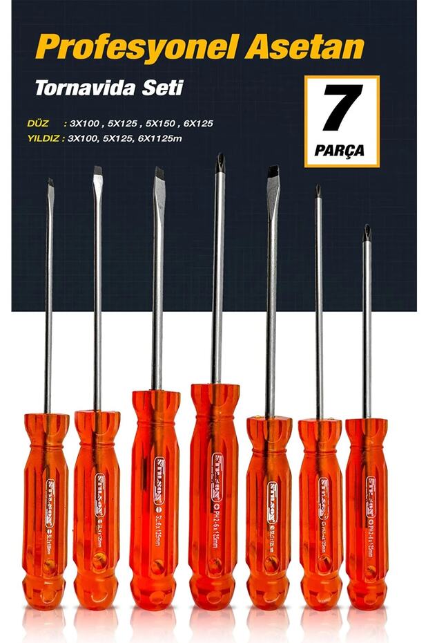 Asetat saplı 7parça Pro Tornavida Takım 46Parça Cırcır Lokma Takımı Otomatik Cırcırlı 1/4" Paket Set - 4