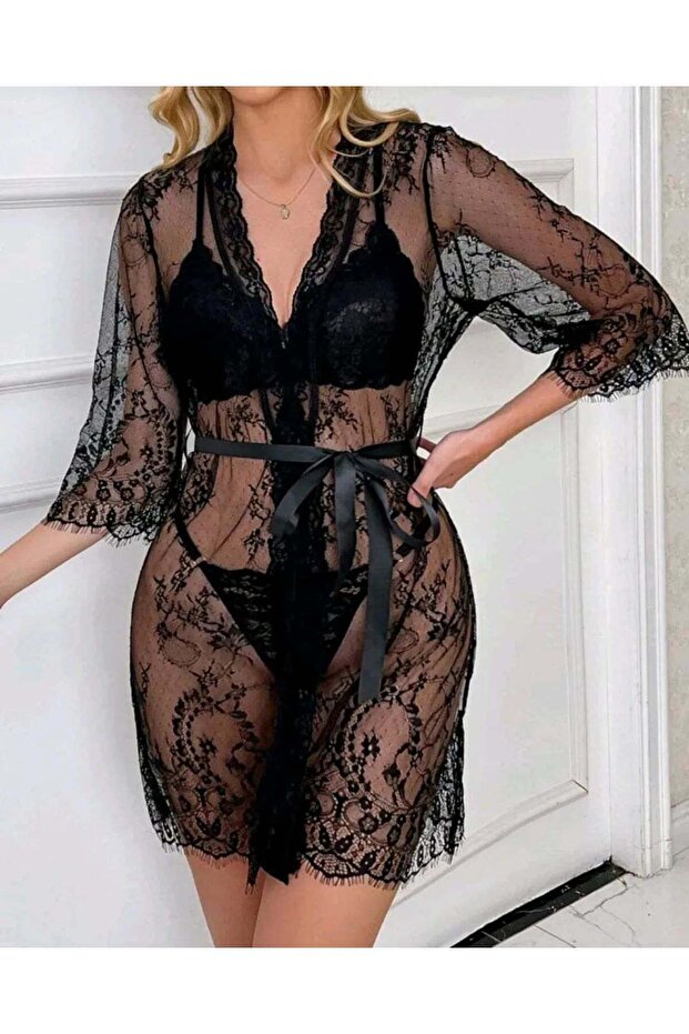 Wiole lace dressing gown and girdle