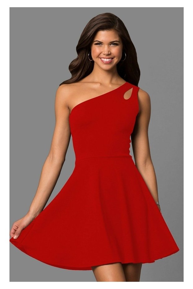 Stretchy Fabric One-Shoulder Detailed Women's Mini Evening Dress Homecoming Dress - 320