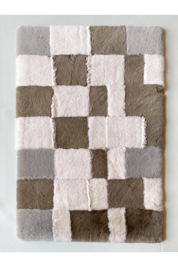 Peluş Halı Patchwork Desenli - 1