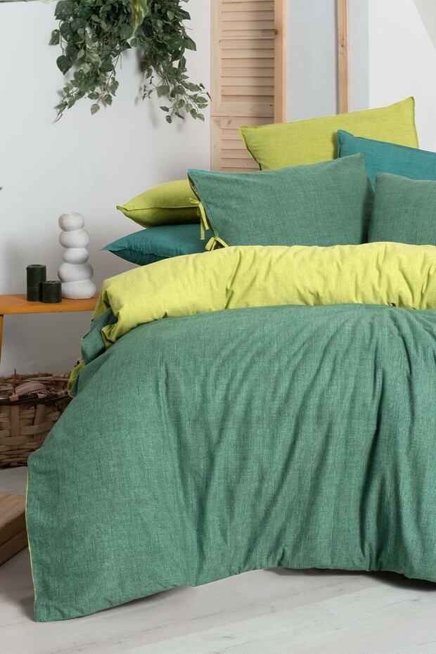 Montes Yeşil Çift Kişilik %100 Pamuk Fancy Poplin Nevresim Takımı - 3