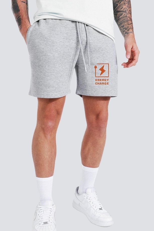 Regular Fit Gri Baskılı Şort - 2