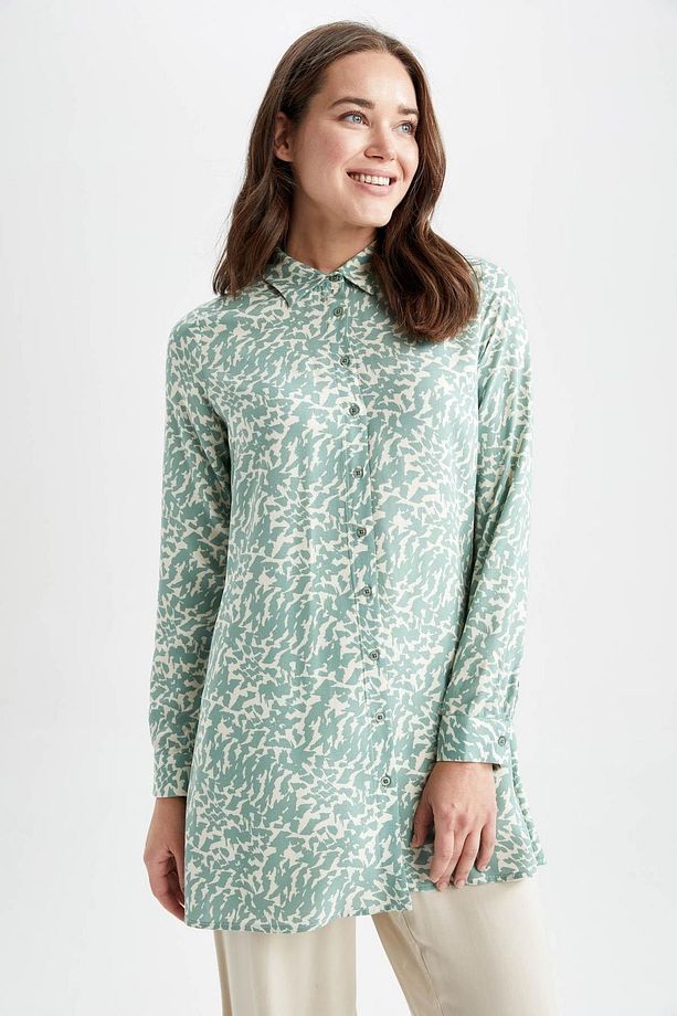 Regular Fit Leopar Desenli Uzun Kollu Gömlek Tunik Z5833az23sp - 5