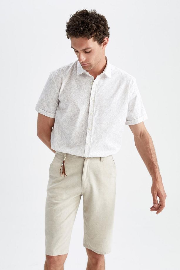 Regular Fit Bermuda Keten Karışımlı Şort - 6