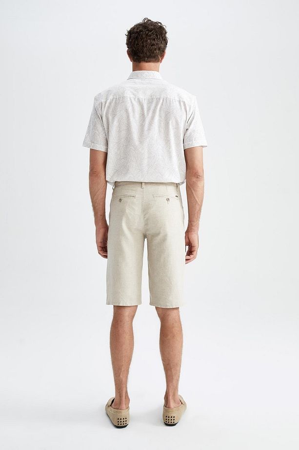 Regular Fit Bermuda Keten Karışımlı Şort - 8