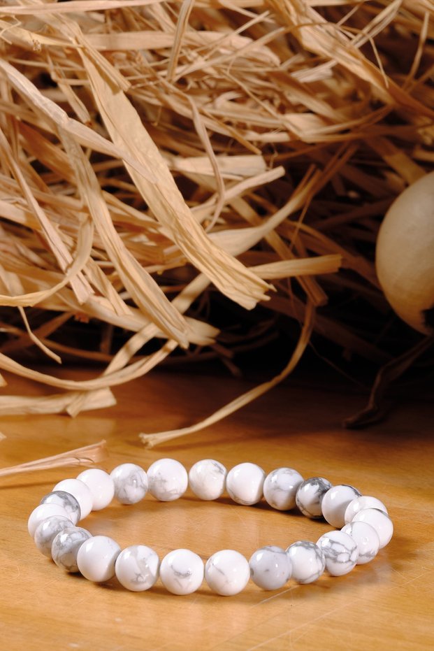 Certified Howlite Stone Dental Health and Stress Bracelet Gift Bracelet Natural Stone Bracelet