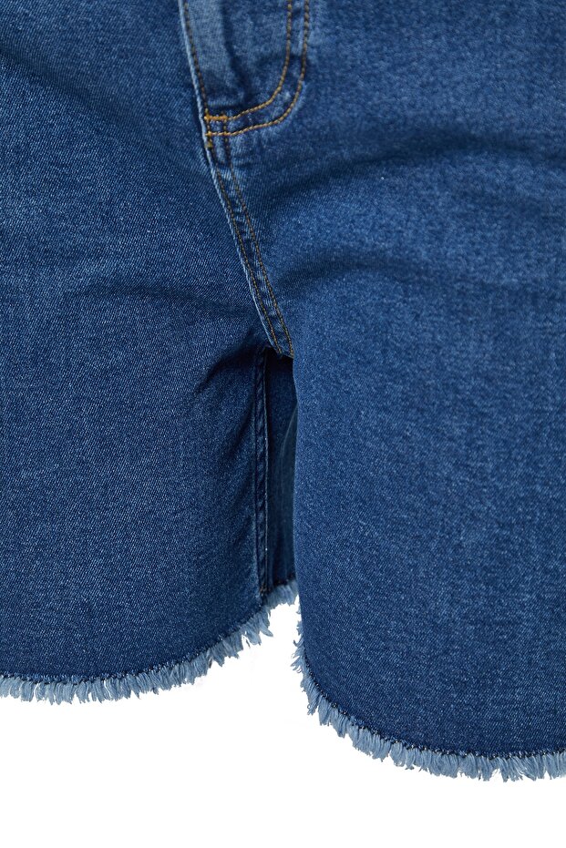 Mavi Yüksek Bel Esnek Skinny Denim Şort & Bermuda TBBSS22AP0008 - 9
