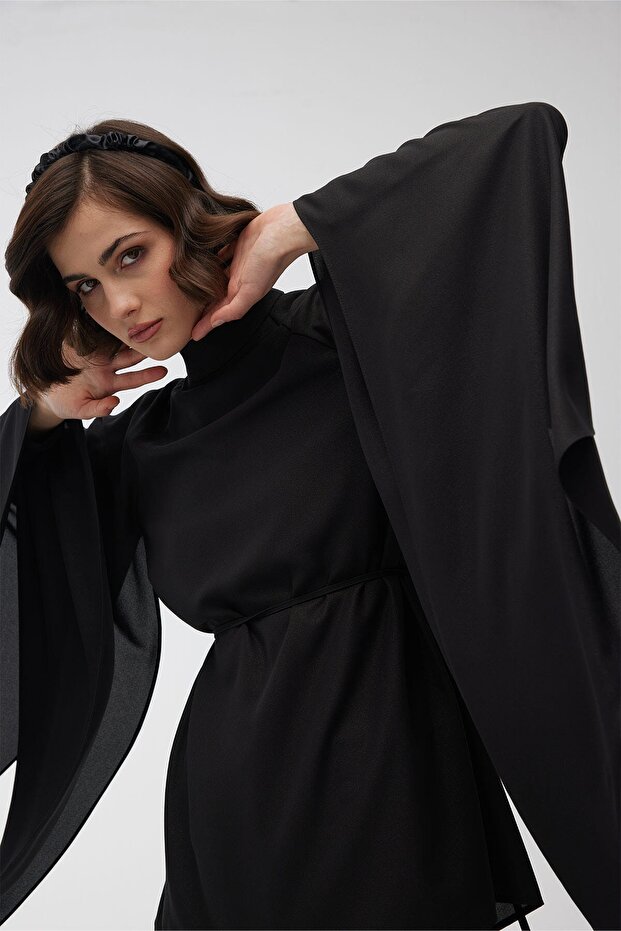 Černá tunika s rukávy - 4