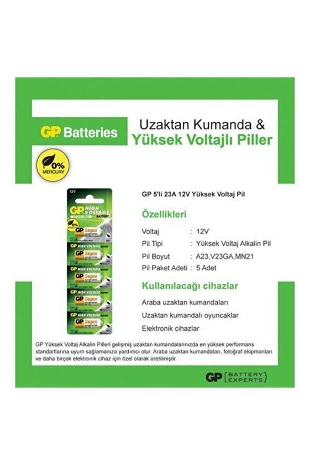 12v 23a Alkalin Yüksek Voltaj Tekli Kumanda Pili (Mn23) 1 Adet - 4
