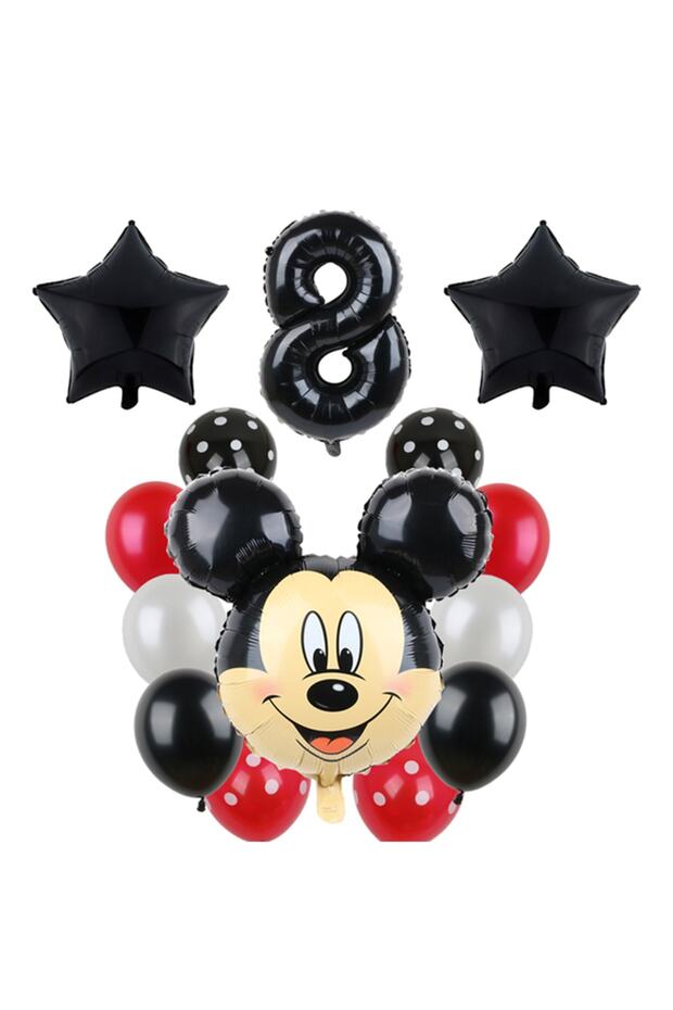 Age Black Number Balloon Mickey Mouse Balloon Set Mickey Mouse Themed Set of 14