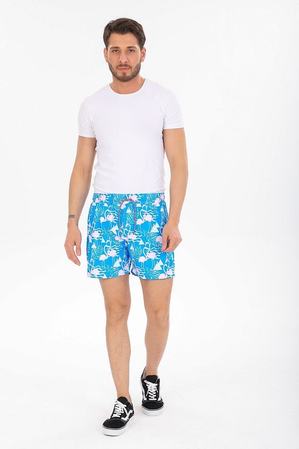 Flamingo Desenli Dijital Baskı Erkek Deniz Şortu - 2