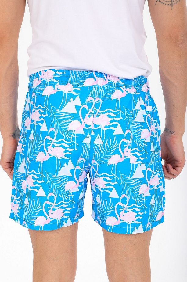 Flamingo Desenli Dijital Baskı Erkek Deniz Şortu - 4