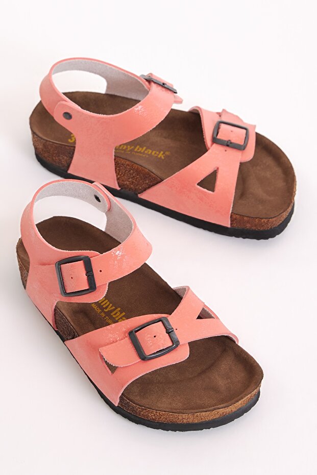 Children's Unisex Pomegranate Flower Comfortable Poly Sole Double Buckle Sandals