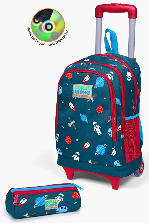 Kids Indigo Red Space Patterned 2-Piece Bag Set with Squeegee SET0223136