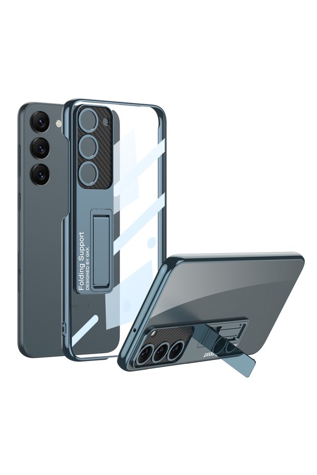 Samsung Galaxy S23 Plus Compatible Camera Protected Transparent Design Shiny Lego Stand Cover