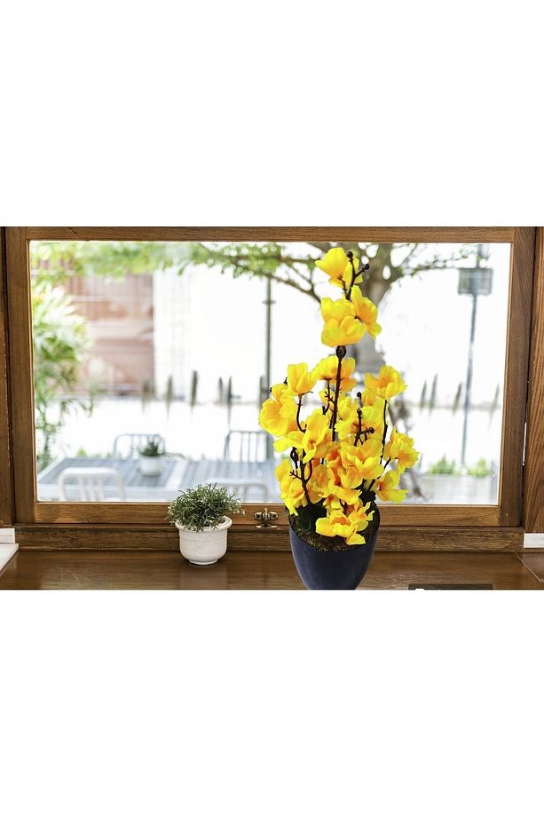 Saksıda Bahardalı Çiçeği Masaüstü Balkon Yapay Çiçek - 3