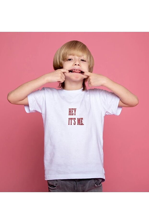 Kids Hey I'TS ME Printed Oversize Unisex White Children's T-shirt