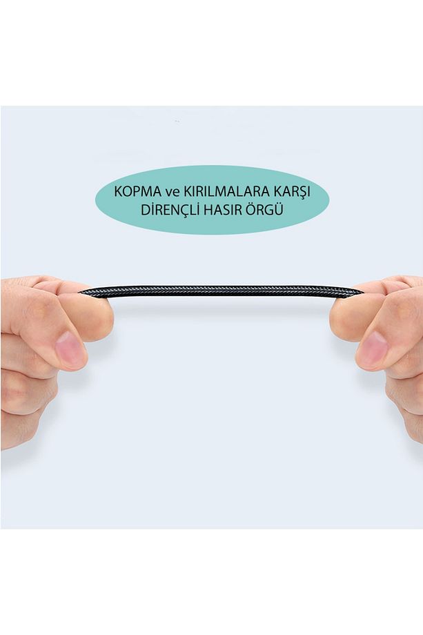 Type-C to 3.5mm Aux Ses Kablosu Hi-Fi Ses Kalitesi Kırılmaz Hasır Örgü Alüminyum Gövde 1 Metre - 3