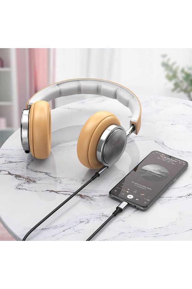 Type-C to 3.5mm Aux Ses Kablosu Hi-Fi Ses Kalitesi Kırılmaz Hasır Örgü Alüminyum Gövde 1 Metre - 6